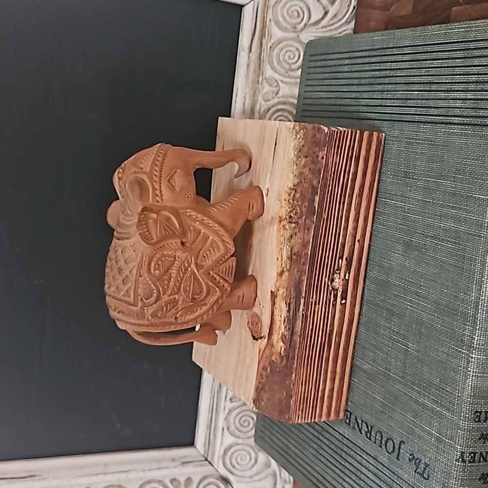 Vintage Kadam Hand Carved Wood Elephant  made in India.